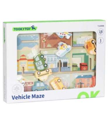 TOOKY TOY Puidust sõidukite labürint-pusle