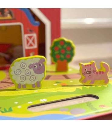 TOOKY TOY Деревянная ферма в чемоданчике, фигурки, транспортные средства