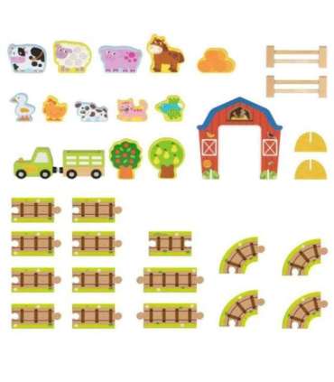 TOOKY TOY Деревянная ферма в чемоданчике, фигурки, транспортные средства