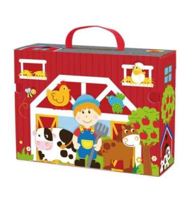 TOOKY TOY Деревянная ферма в чемоданчике, фигурки, транспортные средства