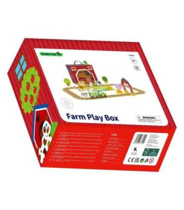 TOOKY TOY Деревянная ферма в чемоданчике, фигурки, транспортные средства