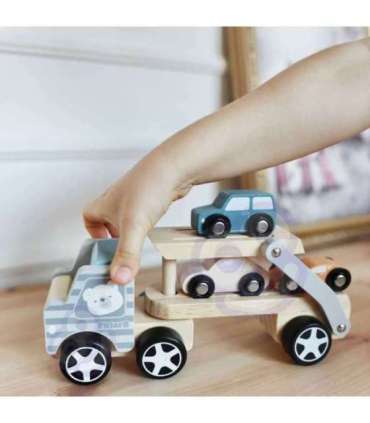 VIGA PolarB puidust autoveok mänguautodega (Montessori)