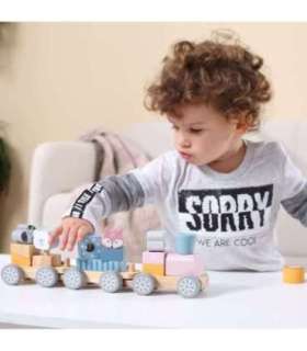 VIGA PolarB puidust rong vagunite ja loomadega Montessori kokkupanemiseks