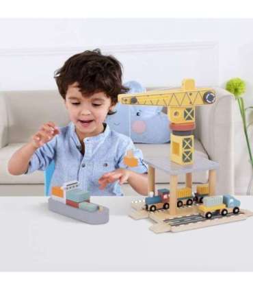 TOOKY TOY puidust sadamakraana komplekt