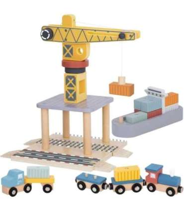 TOOKY TOY puidust sadamakraana komplekt