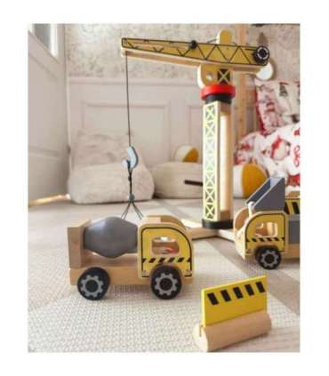 WOOPIE GREEN Puidust ehitusplats 5-ühes Liikuv kraana XXL Ehitusmasinad 13 osa. FSC