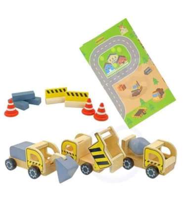 WOOPIE GREEN Puidust ehitusplats 5-ühes Liikuv kraana XXL Ehitusmasinad 13 osa. FSC