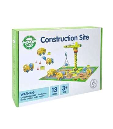 WOOPIE GREEN Puidust ehitusplats 5-ühes Liikuv kraana XXL Ehitusmasinad 13 osa. FSC