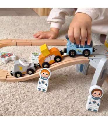 TOOKY TOY puidust kosmoserongi rööbastee komplekt