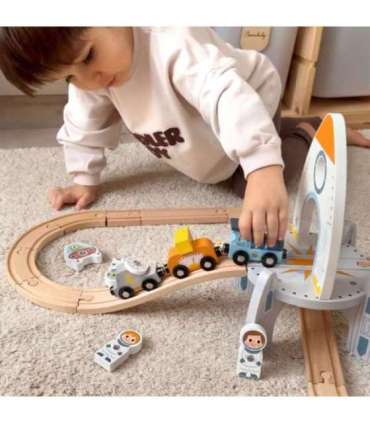 TOOKY TOY puidust kosmoserongi rööbastee komplekt