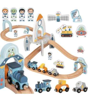 TOOKY TOY puidust kosmoserongi rööbastee komplekt