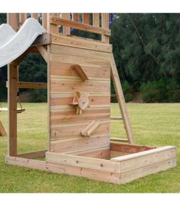 AXI Drewniany Duży Plac Zabaw Huśtawki Zjeżdżalnia Wieża + Piaskownica - Biały