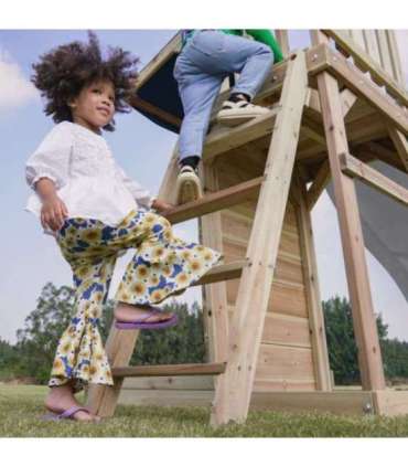AXI Drewniany Duży Plac Zabaw Huśtawki Zjeżdżalnia Wieża + Piaskownica - Biały