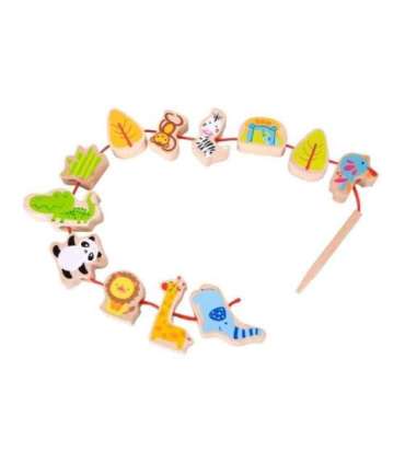 CLASSIC WORLD Drewniane Klocki do Nawlekania ZOO 13 el.