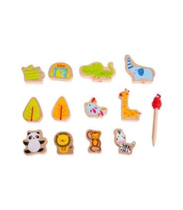 CLASSIC WORLD Drewniane Klocki do Nawlekania ZOO 13 el.