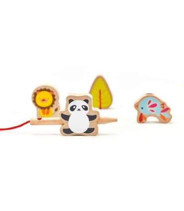 CLASSIC WORLD Drewniane Klocki do Nawlekania ZOO 13 el.