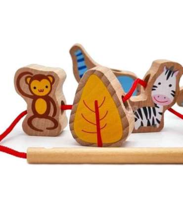 CLASSIC WORLD Drewniane Klocki do Nawlekania ZOO 13 el.