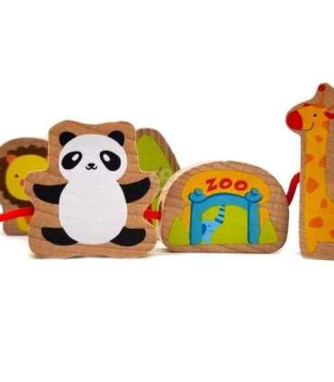 CLASSIC WORLD Drewniane Klocki do Nawlekania ZOO 13 el.