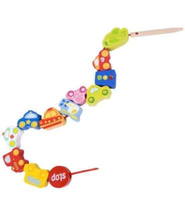 CLASSIC WORLD Drewniane Klocki do Nawlekania Ruch Drogowy 13 el.