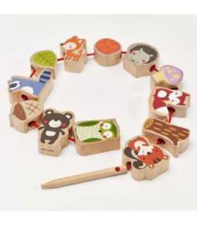 CLASSIC WORLD Drewniane Klocki do Nawlekania Zwierzęta Leśne 13 el.