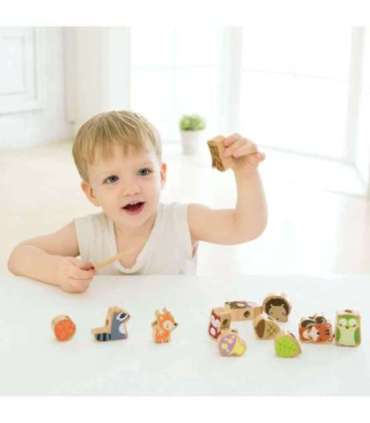 CLASSIC WORLD Деревянные блоки для нанизывания — Лесные животные, 13 шт.