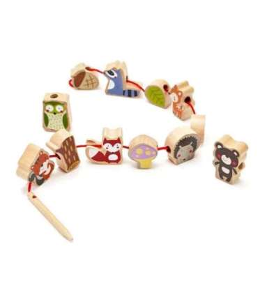 CLASSIC WORLD Деревянные блоки для нанизывания — Лесные животные, 13 шт.