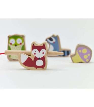 CLASSIC WORLD Деревянные блоки для нанизывания — Лесные животные, 13 шт.