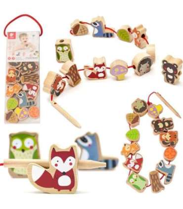 CLASSIC WORLD Деревянные блоки для нанизывания — Лесные животные, 13 шт.