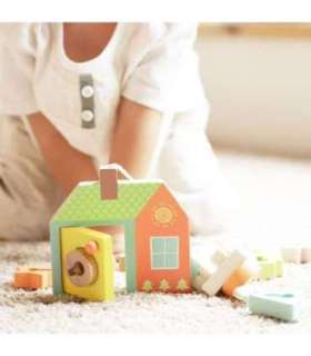 CLASSIC WORLD Drewniana Przeplatanka Klocki do Nawlekania Klucze i Drzwi MONTESSORI 11 el.