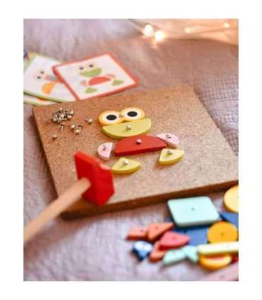 WOOPIE GREEN Drewniana Przybijanka z Młotkiem Układanka 20 wzorów 82 el. Certyfikat FSC