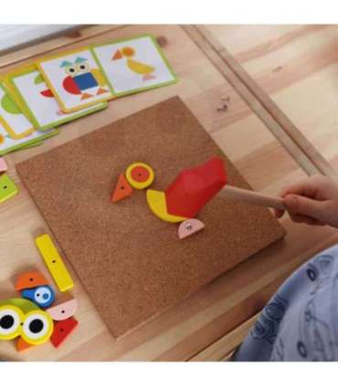 WOOPIE GREEN Drewniana Przybijanka z Młotkiem Układanka 20 wzorów 82 el. Certyfikat FSC