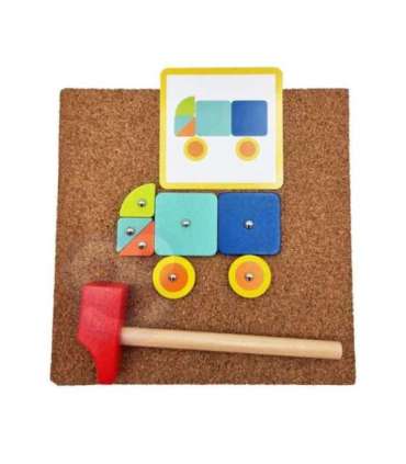 WOOPIE GREEN Drewniana Przybijanka z Młotkiem Układanka 20 wzorów 82 el. Certyfikat FSC