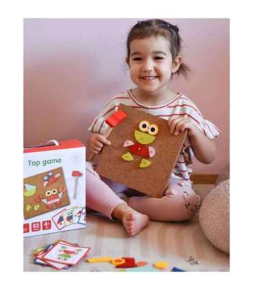 WOOPIE GREEN Drewniana Przybijanka z Młotkiem Układanka 20 wzorów 82 el. Certyfikat FSC