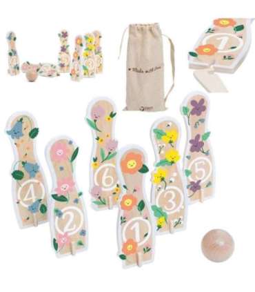 CLASSIC WORLD Wooden Bowling Game for Children 6 pcs + Ball