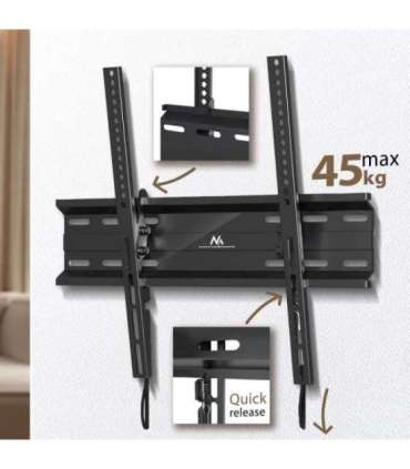 Maclean MC-748A TV or Monitor Mount, TV Wall Holder, Handle, max VESA 400x400, 32-70", 45kg, Black