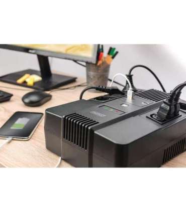 Digitus All-in-One UPS All-in-One UPS, 600VA/360W, LED 12V/7Ah x1, 4x CEE 7/7,3x IEC C13, USB, RJ45 600 VA 360 W