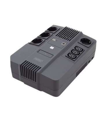 Digitus All-in-One UPS All-in-One UPS, 600VA/360W, LED 12V/7Ah x1, 4x CEE 7/7,3x IEC C13, USB, RJ45 600 VA 360 W