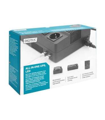 Digitus All-in-One UPS All-in-One UPS, 600VA/360W, LED 12V/7Ah x1, 4x CEE 7/7,3x IEC C13, USB, RJ45 600 VA 360 W