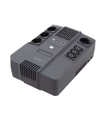 Digitus All-in-One UPS All-in-One UPS, 800VA/480W, LED 12V/9Ah x1, 4x CEE 7/7,3x IEC C13, USB, RJ45 800 VA 480 W