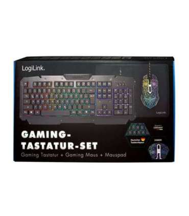 Logilink Gaming-Set, keyboard, mouse and mouspad ID0185 Metal Keyboard, Mouse and Pad Set Wired Mouse