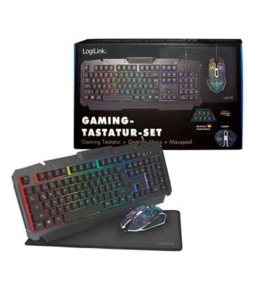 Logilink Gaming-Set, keyboard, mouse and mouspad ID0185 Metal Keyboard, Mouse and Pad Set Wired Mouse