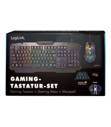 Logilink Gaming-Set, keyboard, mouse and mouspad ID0185 Metal Keyboard, Mouse and Pad Set Wired Mouse