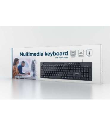 Gembird Multimedia keyboard with phone stand KB-UM-108 Multimedia Wired US Black