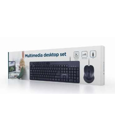 Gembird Multimedia desktop set KBS-UM-04 Keyboard and Mouse Set Wired Mouse included US Black