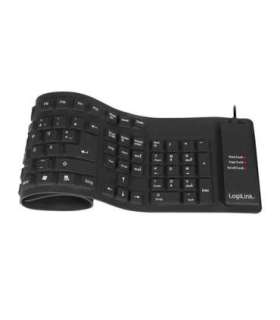 Logilink Flexible waterproof Keyboard USB + PS/2 ID0019A Flexible keyboard Wired DE Black