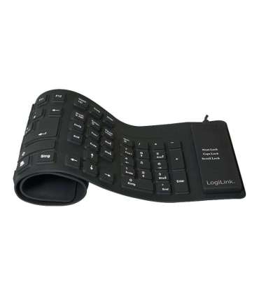 Logilink Flexible waterproof Keyboard USB + PS/2 ID0019A Flexible keyboard Wired DE Black
