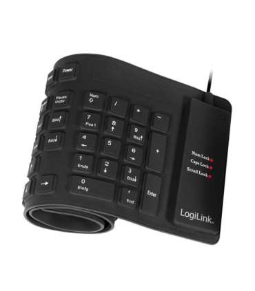 Logilink Flexible waterproof Keyboard USB + PS/2 ID0019A Flexible keyboard Wired DE Black