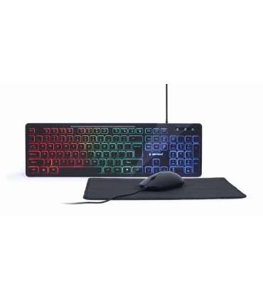 Gembird 3-in-1 Backlight Desktop Set KBS-UML-01 Keyboard, Mouse and Pad Set Wired Mouse included US Black