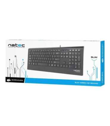 Natec Keyboard, Barracuda, US Layout, Slim Natec Keyboard Barracuda Standard Wired US Black 529 g