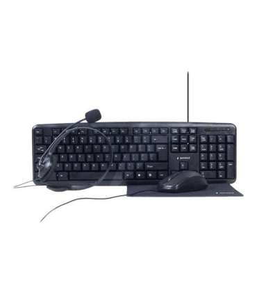 Gembird 4-in-1 Multimedia office set KBS-UO4-01 Keyboard, Mouse, Pad and Headset Set Wired Mouse included US